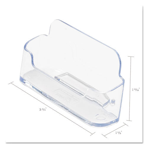 Horizontal Business Card Holder, Holds 50 Cards, 3.88 X 1.38 X 1.81, Plastic, Clear.