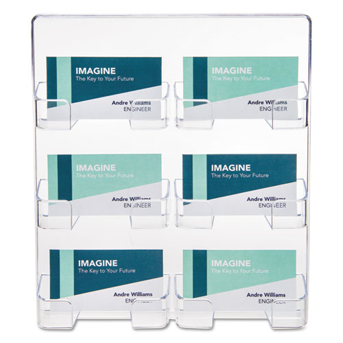 6-pocket Business Card Holder, Holds 480 Cards, 8.5 X 1.63 X 9.75, Plastic, Clear.