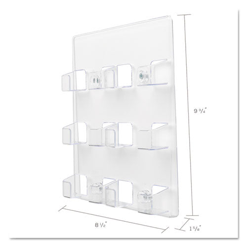 6-pocket Business Card Holder, Holds 480 Cards, 8.5 X 1.63 X 9.75, Plastic, Clear.