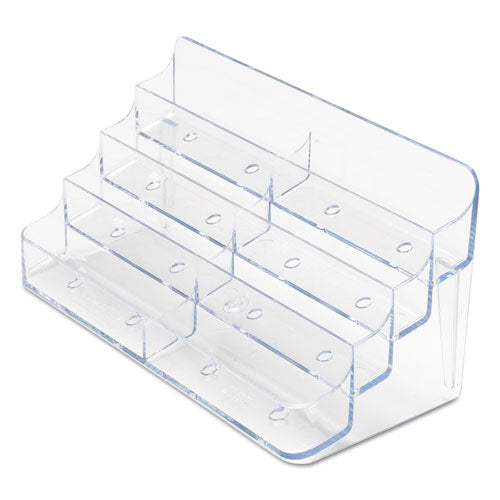 8-pocket Business Card Holder, Holds 400 Cards, 7.78 X 3.5 X 3.38, Plastic, Clear.