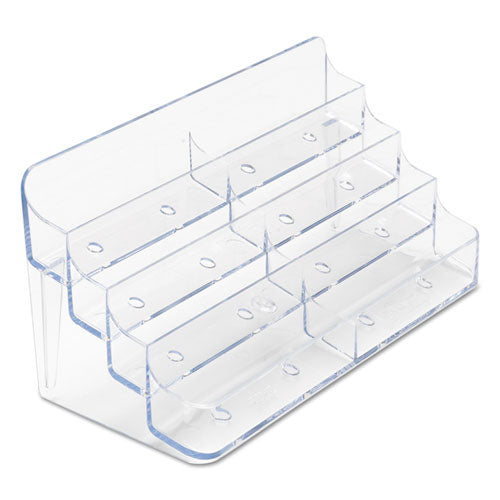 8-pocket Business Card Holder, Holds 400 Cards, 7.78 X 3.5 X 3.38, Plastic, Clear.