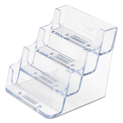 4-pocket Business Card Holder, Holds 200 Cards, 3.94 X 3.5 X 3.75, Plastic, Clear.