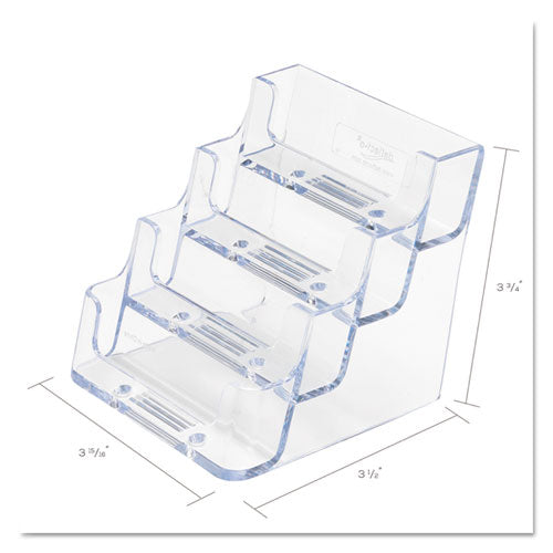 4-pocket Business Card Holder, Holds 200 Cards, 3.94 X 3.5 X 3.75, Plastic, Clear.