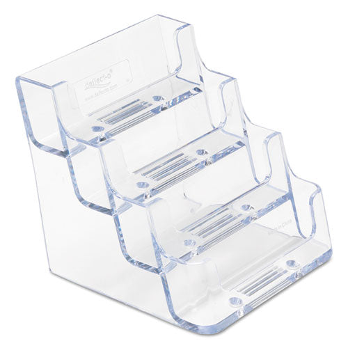 4-pocket Business Card Holder, Holds 200 Cards, 3.94 X 3.5 X 3.75, Plastic, Clear.