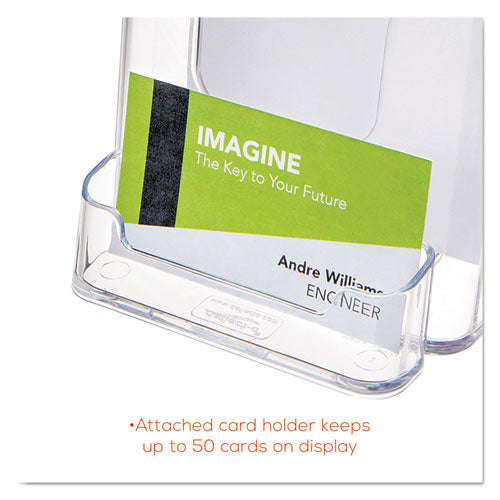 Docuholder For Countertop/wall-mount W/card Holder, 4.38w X 4.25d X 7.75h, Clear.