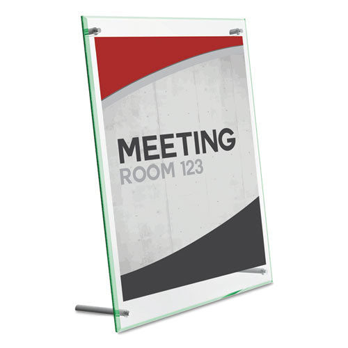 Superior Image Beveled Edge Sign Holder, Letter Insert, Clear/green-tinted Edges.