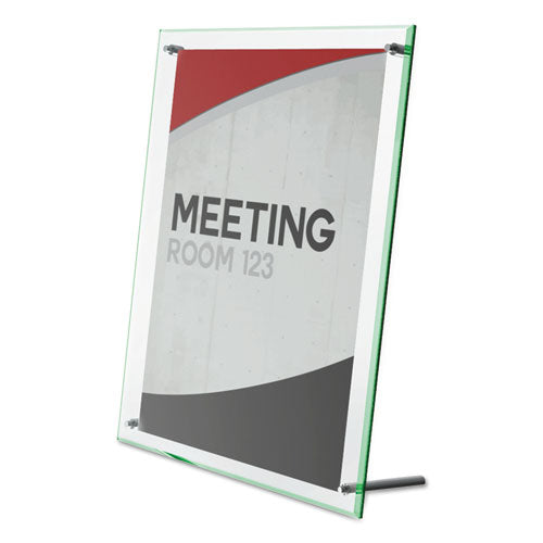 Superior Image Beveled Edge Sign Holder, Letter Insert, Clear/green-tinted Edges.