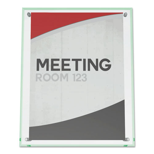 Superior Image Beveled Edge Sign Holder, Letter Insert, Clear/green-tinted Edges.