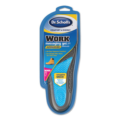 Comfort And Energy Work Massaging Gel Insoles, Women Sizes 6 To 11, Black/blue, Pair.