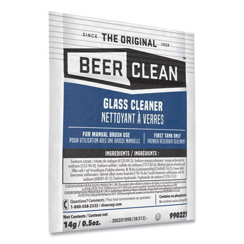 Beer Clean Glass Cleaner, Powder, 0.5 Oz Packet, 100/carton.