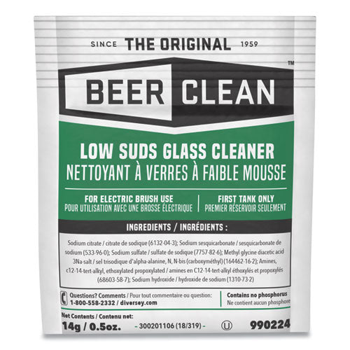 Beer Clean Glass Cleaner, Powder, 0.5 Oz Packet, 100/carton.