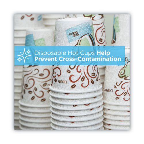 Perfectouch Paper Hot Cups And Lids Combo, 10 Oz, Multicolor, 50 Cups/lids/pack, 6 Packs/carton.