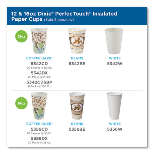 Perfectouch Paper Hot Cups, 12 Oz, Coffee Haze Design, 160/pack.