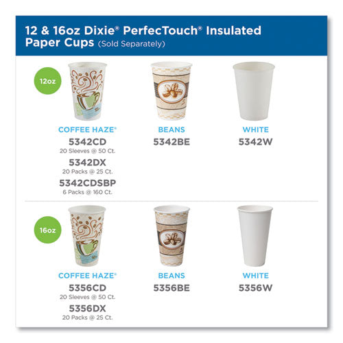 Perfectouch Paper Hot Cups, 16 Oz, Coffee Haze Design, 50/pack.