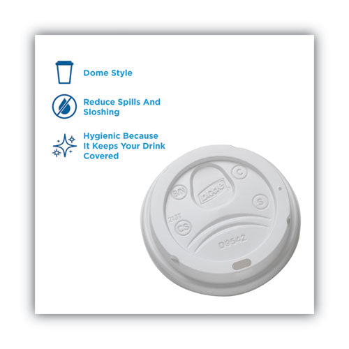 Dome Drink-thru Lids, Fits 10 Oz To 20 Oz Dixie Paper Hot Cups, White, 100/pack.