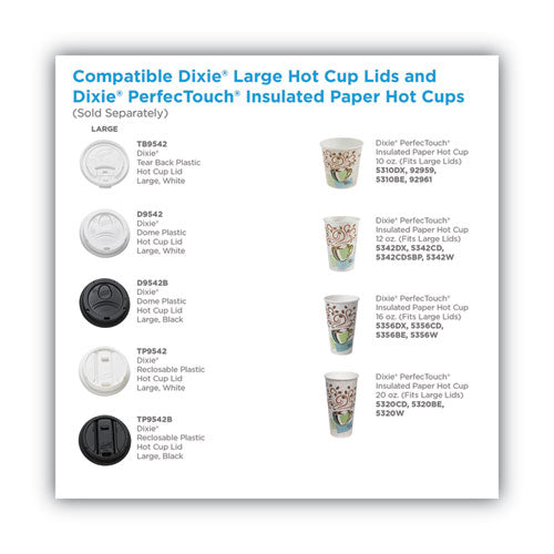 Dome Drink-thru Lids, Fits 10 Oz To 20 Oz Dixie Paper Hot Cups, White, 100/pack.