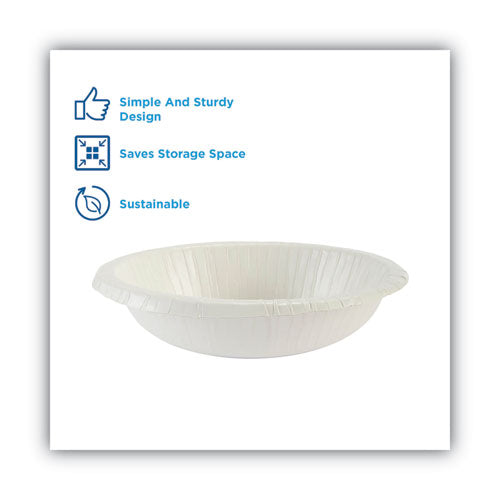 Paper Dinnerware, Plate, 8.5" Dia, White, 125/pack, 4/carton.