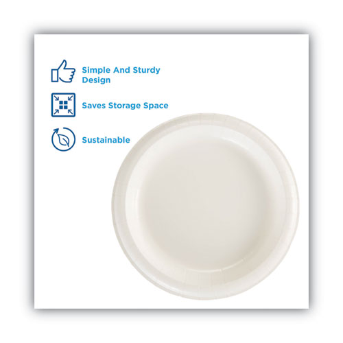 Paper Dinnerware, Plate, 8.5" Dia, White, 125/pack.