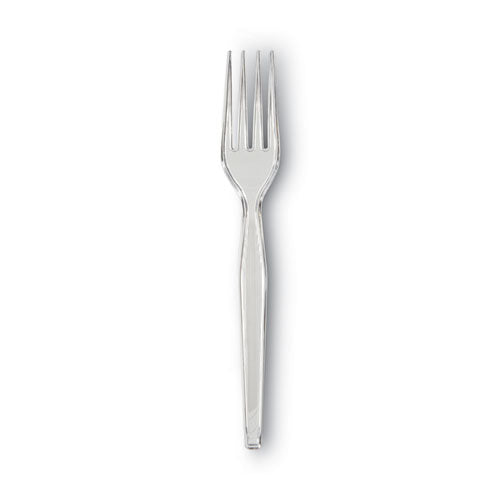 Plastic Cutlery, Forks, Heavyweight, Clear, 1,000/carton.