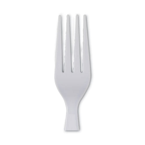 Plastic Cutlery, Heavyweight Forks, White, 100/box.