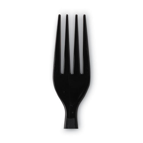 Individually Wrapped Heavyweight Forks, Polystyrene, Black, 1,000/carton.