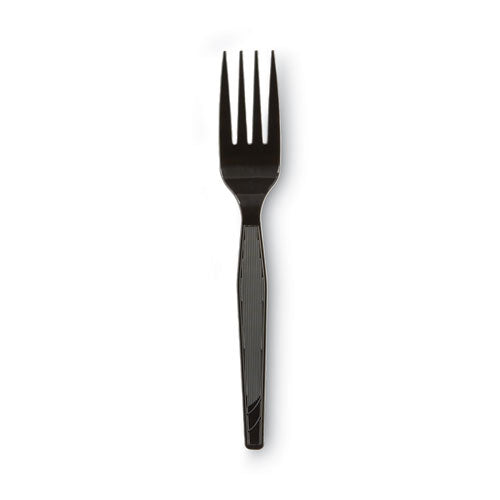 Plastic Cutlery, Heavy Mediumweight Forks, Black, 1,000/carton.