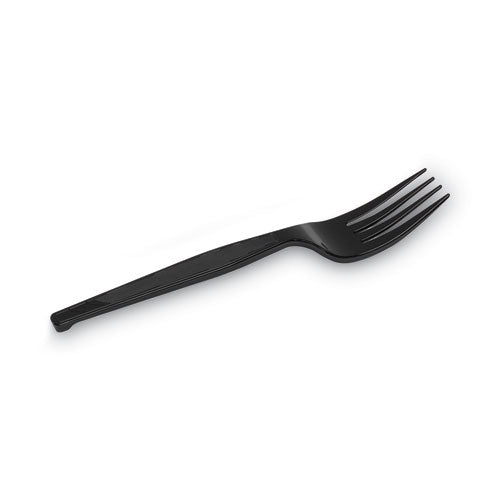 Plastic Cutlery, Heavy Mediumweight Forks, Black, 1,000/carton.