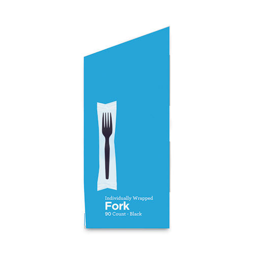 Grab’n Go Wrapped Cutlery, Forks, Black, 90/box.