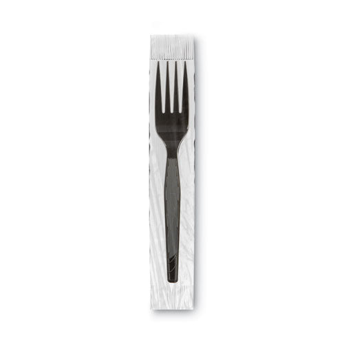 Grab’n Go Wrapped Cutlery, Forks, Black, 90/box.