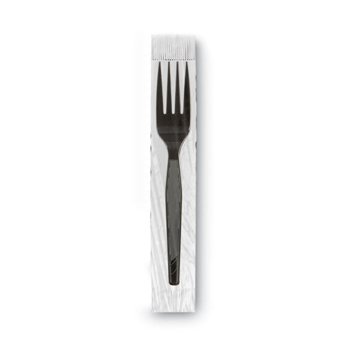 Grab’n Go Wrapped Cutlery, Forks, Black, 90/box, 6 Box/carton.