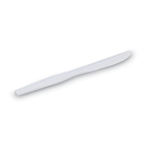 Plastic Cutlery, Heavyweight Knives, White, 1,000/carton.