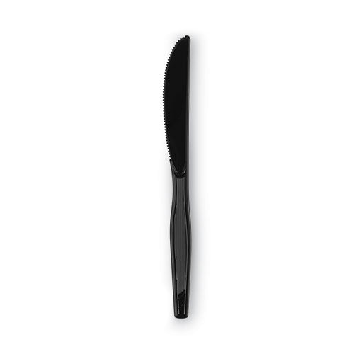 Plastic Cutlery, Heavy Mediumweight Knives, Black, 1,000/carton.