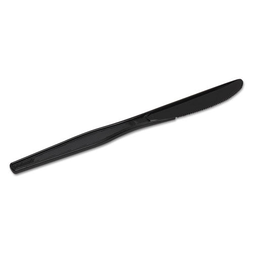 Plastic Cutlery, Heavy Mediumweight Knives, Black, 1,000/carton.