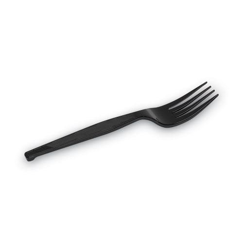 Individually Wrapped Heavyweight Forks, Polypropylene, Black, 1,000/carton.