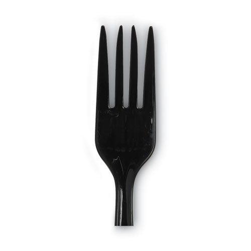 Individually Wrapped Heavyweight Forks, Polypropylene, Black, 1,000/carton.