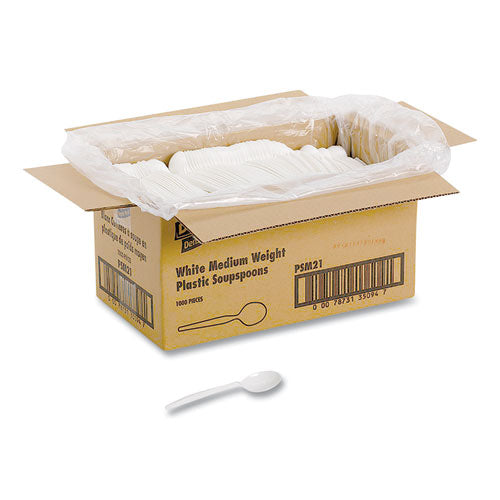 Plastic Cutlery, Mediumweight Soup Spoons, White, 1,000/carton.