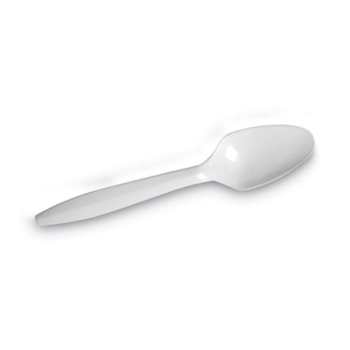 Plastic Cutlery, Mediumweight Teaspoons, White, 1,000/carton.