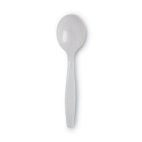 Plastic Cutlery, Heavyweight Soup Spoons, White, 100/box.