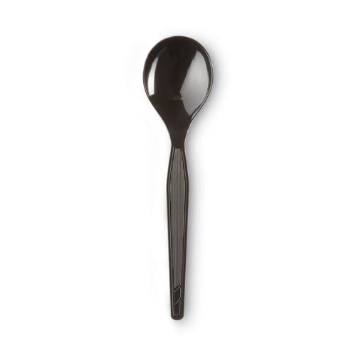 Plastic Cutlery, Heavyweight Soup Spoons, 5 3/4", Black, 1,000/carton.