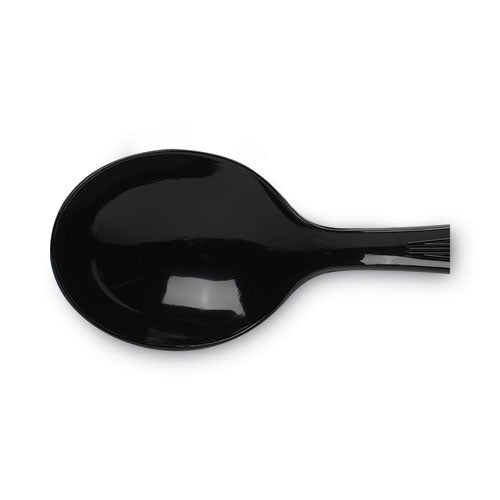 Plastic Cutlery, Heavyweight Soup Spoons, 5 3/4", Black, 1,000/carton.