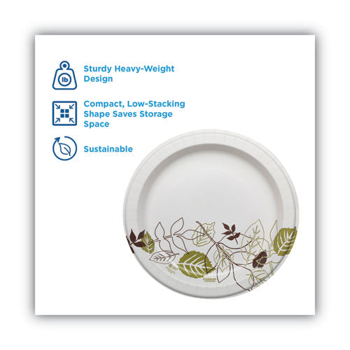 Pathways Soak Proof Shield Heavyweight Paper Plates, 10.13" Dia, Green/burgundy, 125/pack.