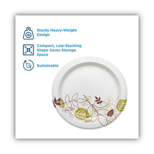 Pathways Soak Proof Shield Heavyweight Paper Plates, 8.5" Dia, Green/burgundy, 125/pack.