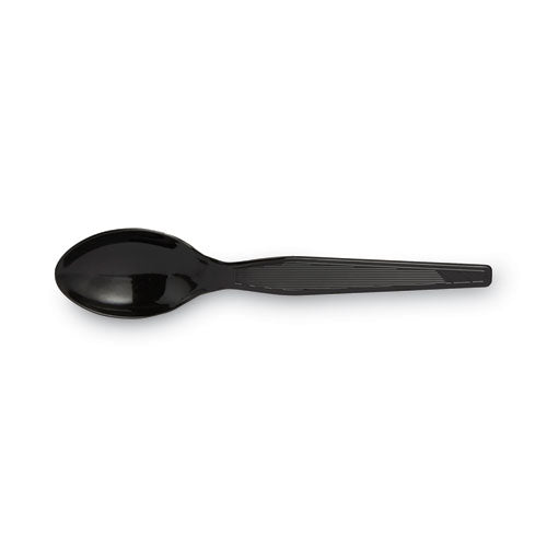 Plastic Cutlery, Heavyweight Teaspoons, Black, 1,000/carton.