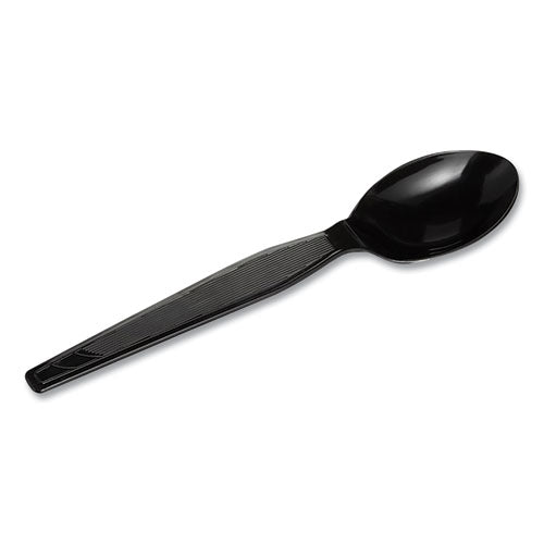 Plastic Cutlery, Heavyweight Teaspoons, Black, 1,000/carton.