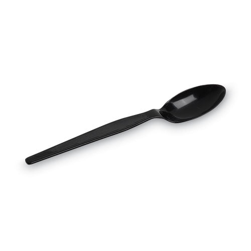 Individually Wrapped Heavyweight Teaspoons, Polystyrene, Black 1,000/carton.