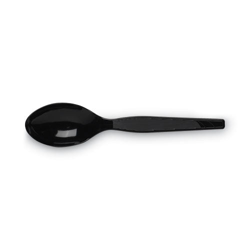 Plastic Cutlery, Heavy Mediumweight Teaspoons, Black, 1,000/carton.