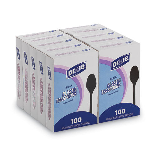 Plastic Cutlery, Heavy Mediumweight Teaspoons, Black, 1,000/carton.