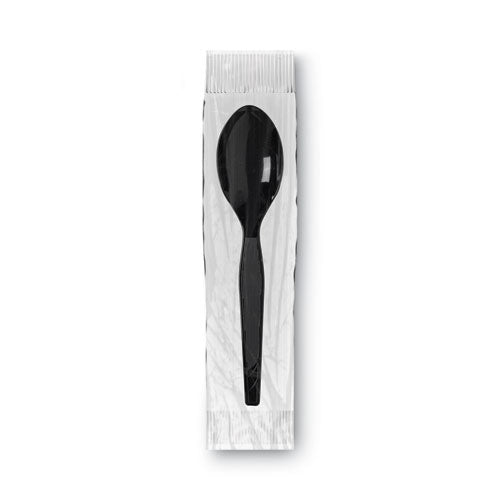 Grab’n Go Wrapped Cutlery, Teaspoons, Black, 90/box.