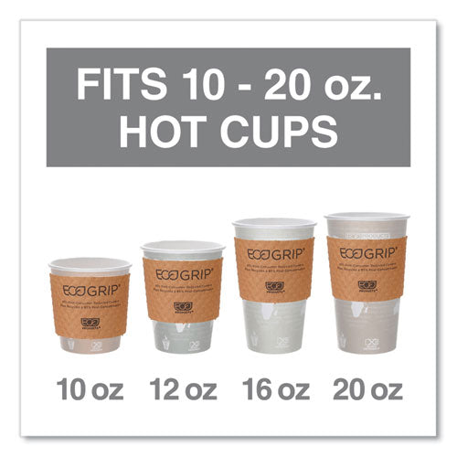 Ecogrip Hot Cup Sleeves - Renewable And Compostable, Fits 12, 16, 20, 24 Oz Cups, Kraft, 1,300/carton.