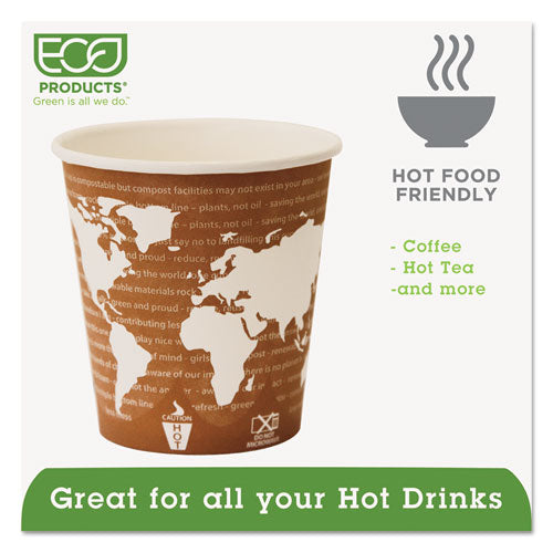 World Art Renewable And Compostable Hot Cups, 10 Oz, 50/pack, 20 Packs/carton.